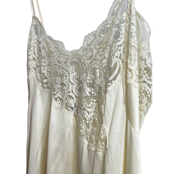 Vintage Lily Of France Ivory Satin & Lace Nightgown Spaghetti Straps Large - Picture 7 of 10